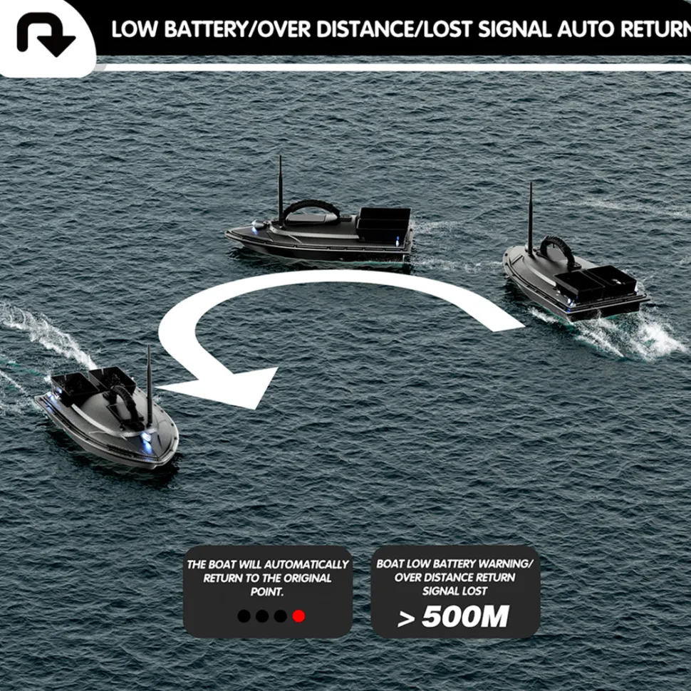 V070 GPS RC Bait Boat – 12000mAh, 500m Range, 1.5kg Dual-Hopper, 40 Waypoints