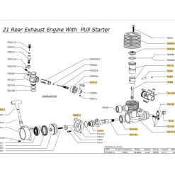 VRX SH.21 3.48cc Rear Exhaust Engine Model with PUI Starter for 1/8 Scale Methanol Fuel-Powered RC Car