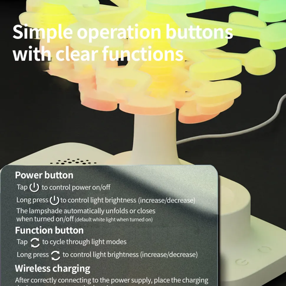 Wireless Fast Charging Spiral Tree Night Light – Creative Desktop Lamp, Ambient Bedroom Decor