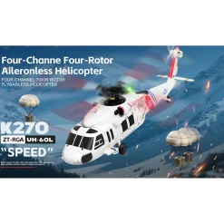 WL K270 UH-60L 2.4G 4CH 170-Class 4-Rotor Flybarless Realistic Helicopter Model with Barometric Altitude & Left/Right Hand Throttle Adjustment (Optical Flow RTF Version)