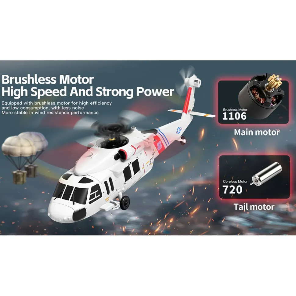 WL K270 UH-60L 2.4G 4CH 170-Class 4-Rotor Flybarless Realistic Helicopter Model with Barometric Altitude & Left/Right Hand Throttle Adjustment (Optical Flow RTF Version)