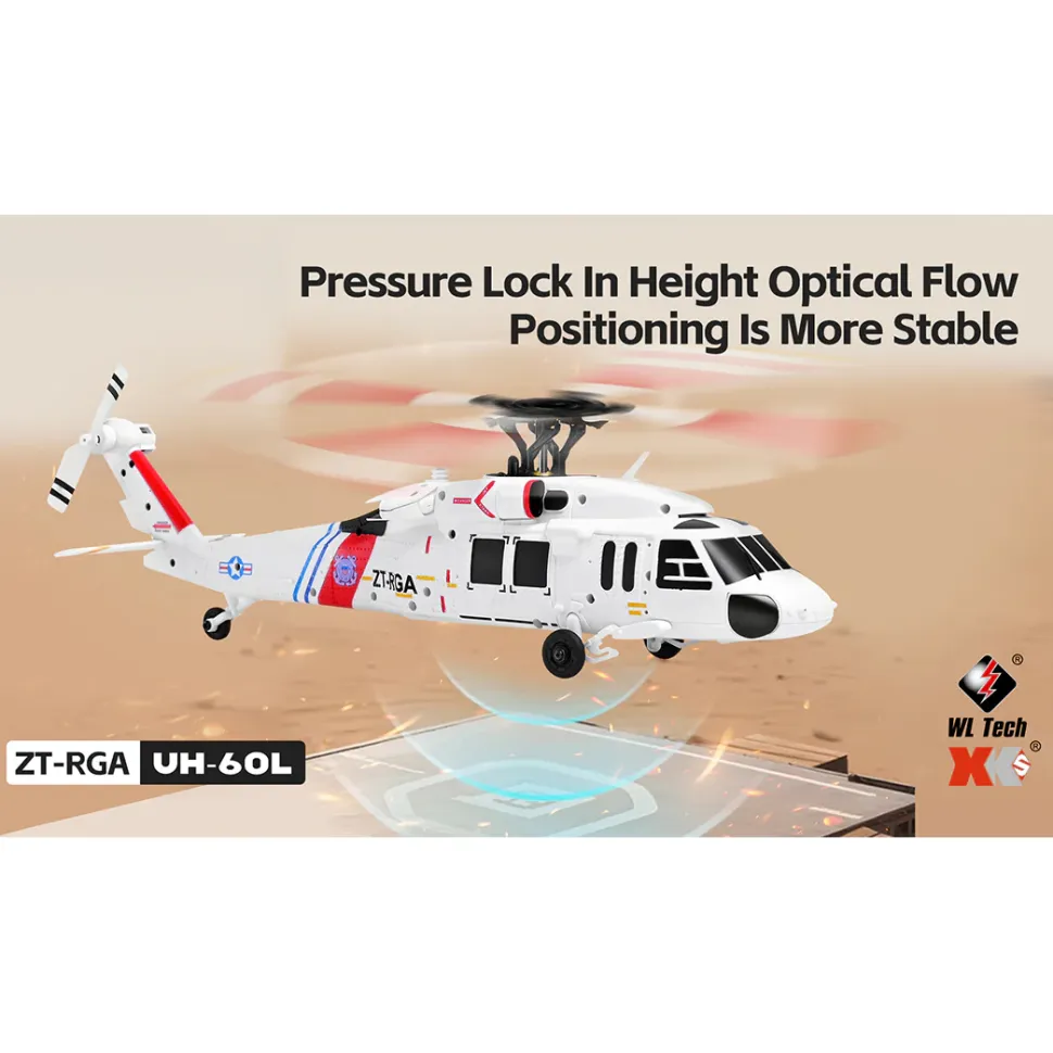 WL K270 UH-60L 2.4G 4CH 170-Class 4-Rotor Flybarless Realistic Helicopter Model with Barometric Altitude & Left/Right Hand Throttle Adjustment (Optical Flow RTF Version)