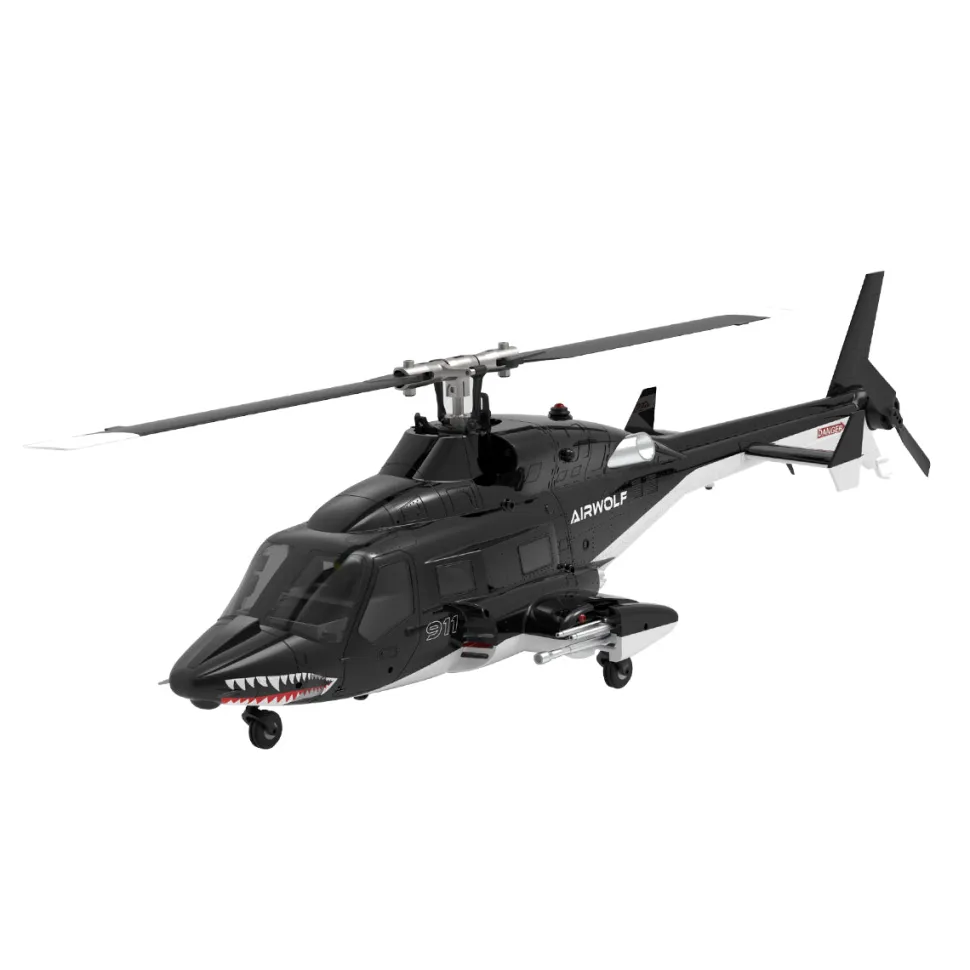 WOLFBUSH AW-911 Airwolf 1/34 2.4G 9CH Flybarless RC Helicopter Model with 6G/3D Stunt Mode and GPS