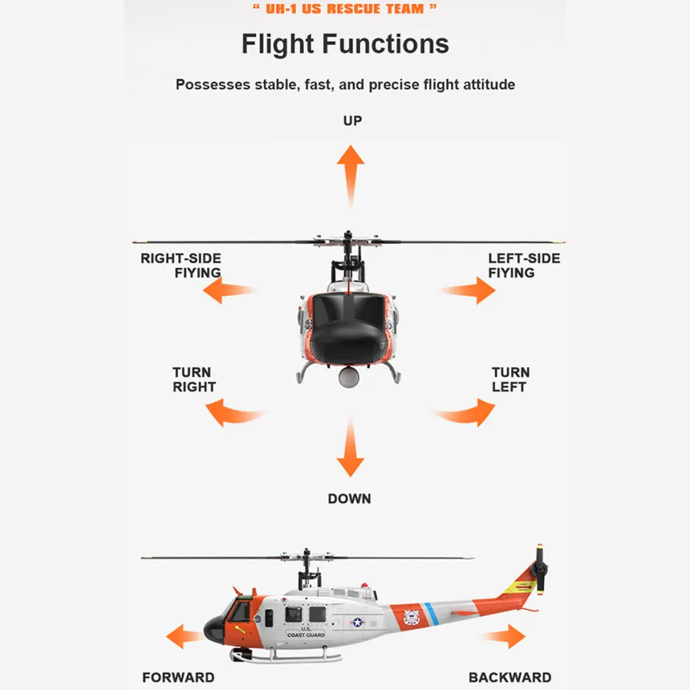 WOLFBUSH F07S UH-1 Huey – 6CH Brushless GPS RC Helicopter