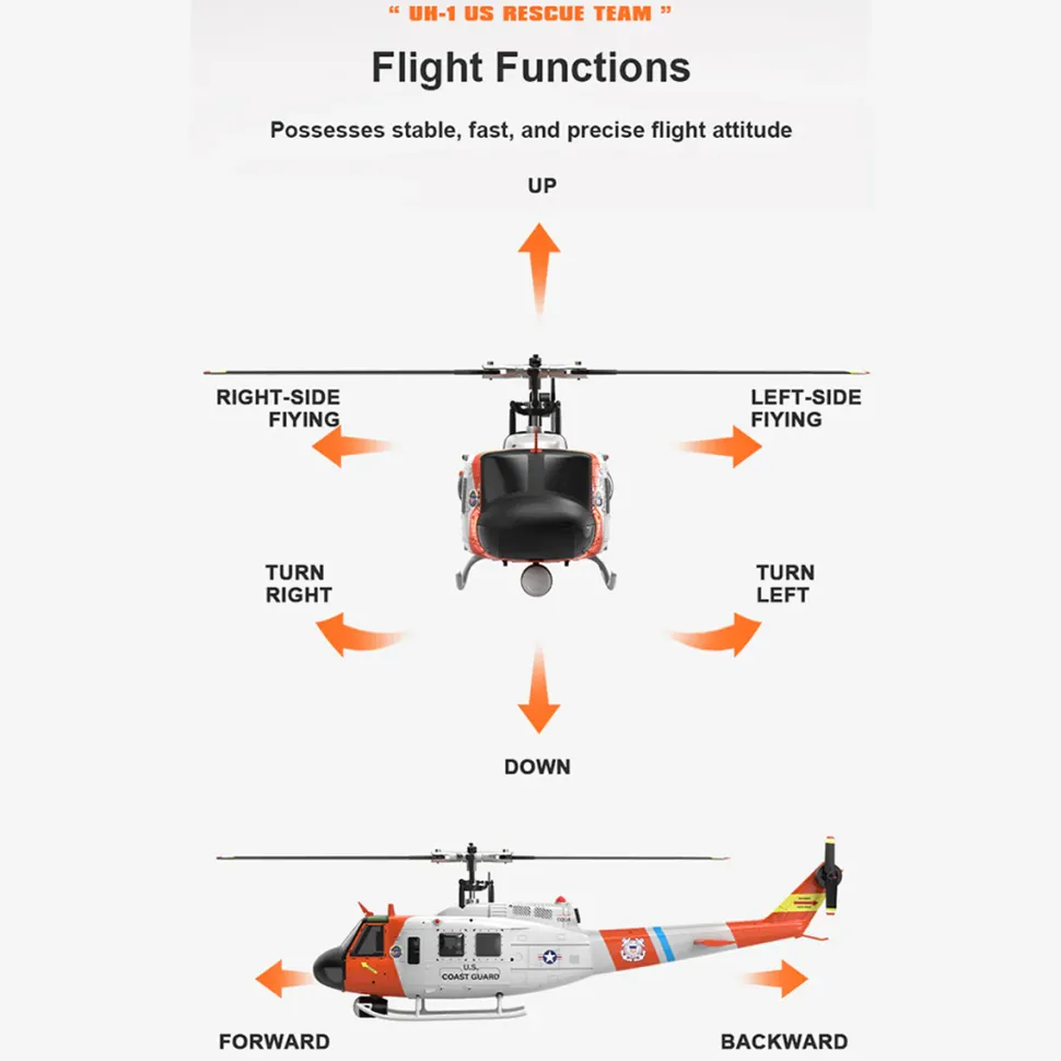 WOLFBUSH F07S UH-1 Huey – 6CH Brushless GPS RC Helicopter