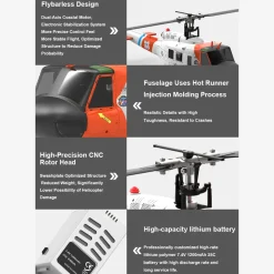 WOLFBUSH F07S UH-1 Huey – 6CH Brushless GPS RC Helicopter