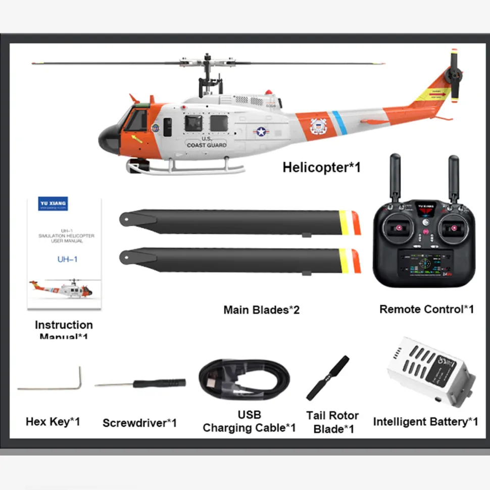 WOLFBUSH F07S UH-1 Huey – 6CH Brushless GPS RC Helicopter