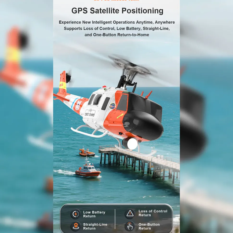 WOLFBUSH F07S UH-1 Huey – 6CH Brushless GPS RC Helicopter