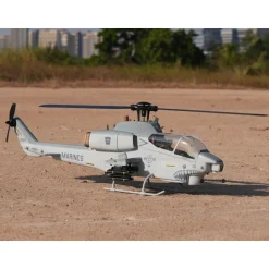 WOLFBUSH&ROBAN AH-1W Cobra 470-Class RC Helicopter-2.4G 6CH Dual-Rotor RC Military Model with GPS Positioning, Synchronized Turret & Left/Right-Hand Control RTF