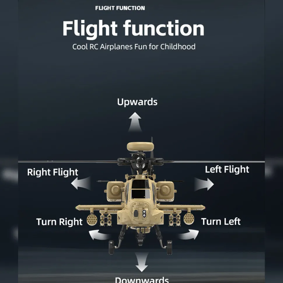 WOLFBUSH & YU XIANG F11-N AH64 Apache RC Helicopter – 1/32 Scale 2.4G 6CH Coaxial Dual Rotor with Optical Flow Altitude Hold