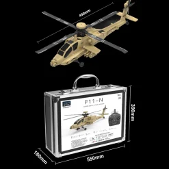 WOLFBUSH & YU XIANG F11-N AH64 Apache RC Helicopter – 1/32 Scale 2.4G 6CH Coaxial Dual Rotor with Optical Flow Altitude Hold
