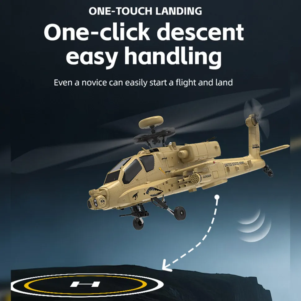 WOLFBUSH & YU XIANG F11-N AH64 Apache RC Helicopter – 1/32 Scale 2.4G 6CH Coaxial Dual Rotor with Optical Flow Altitude Hold