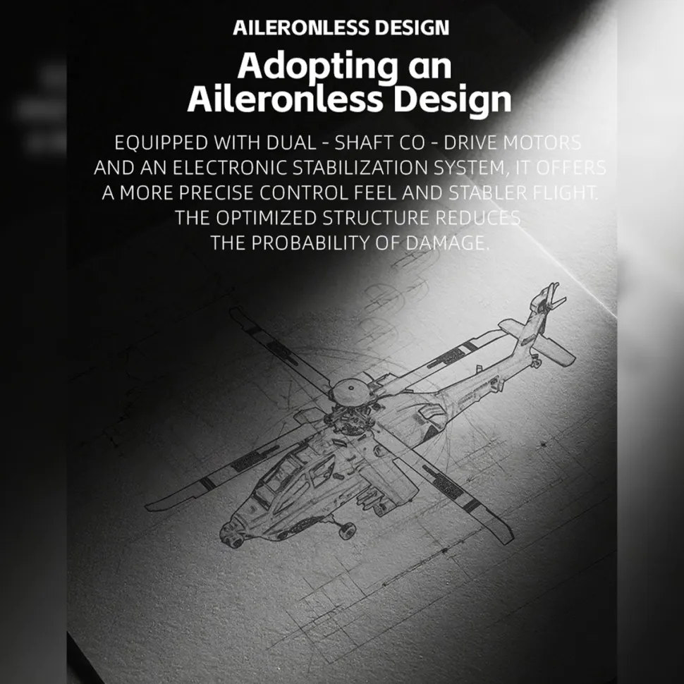 WOLFBUSH & YU XIANG F11-N AH64 Apache RC Helicopter – 1/32 Scale 2.4G 6CH Coaxial Dual Rotor with Optical Flow Altitude Hold
