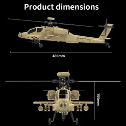 WOLFBUSH & YU XIANG F11-N AH64 Apache RC Helicopter – 1/32 Scale 2.4G 6CH Coaxial Dual Rotor with Optical Flow Altitude Hold