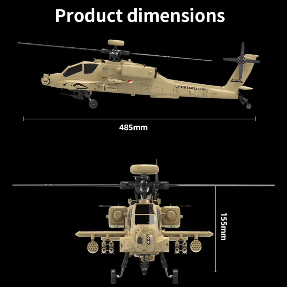 WOLFBUSH & YU XIANG F11-N AH64 Apache RC Helicopter – 1/32 Scale 2.4G 6CH Coaxial Dual Rotor with Optical Flow Altitude Hold