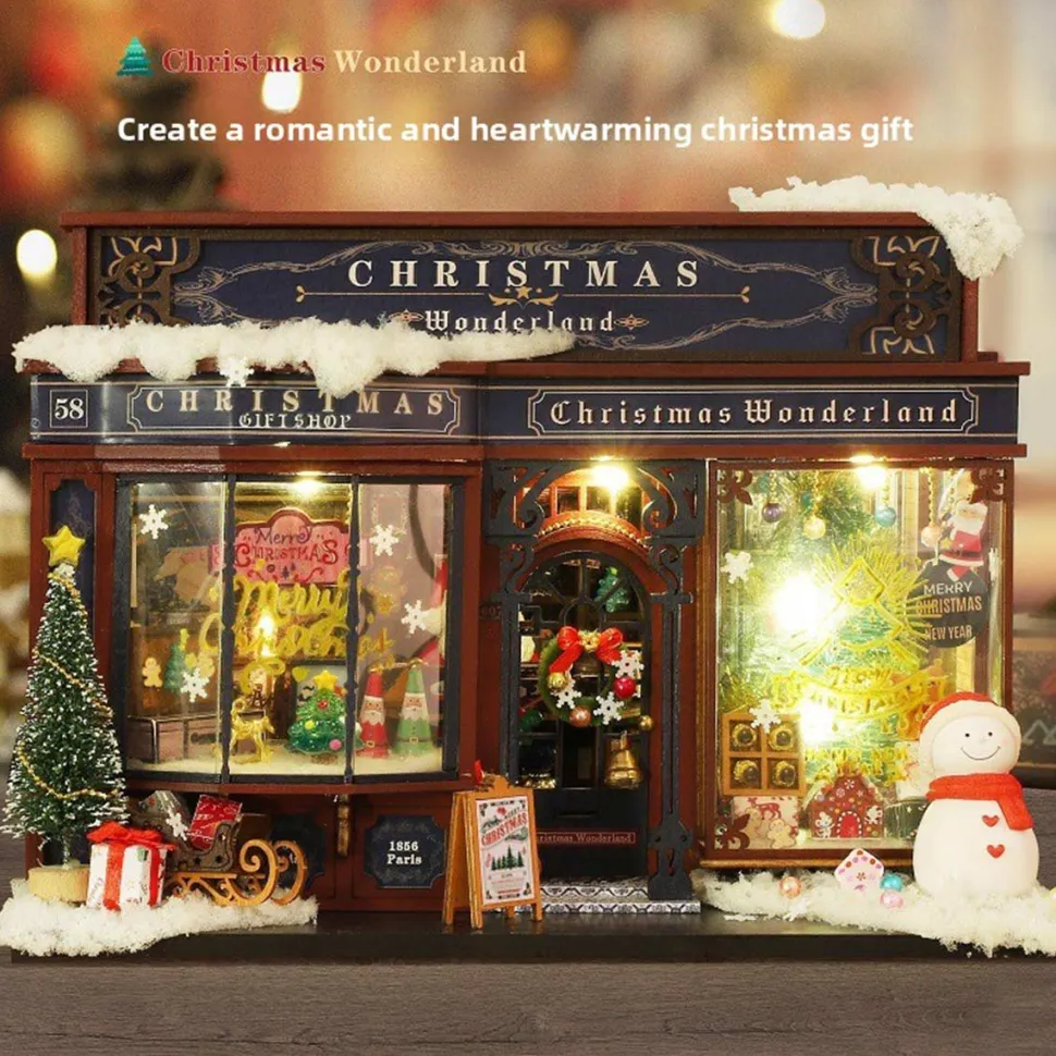 Wooden DIY Christmas Wonderland Miniature House Model Kit