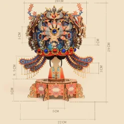 Wooden DIY Phoenix Crown Music Box Model Kit - Christmas Desk Decor