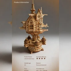 Wooden DIY Sky Sanctuary Castle 3D Model Kit - Desk Decor & Gift