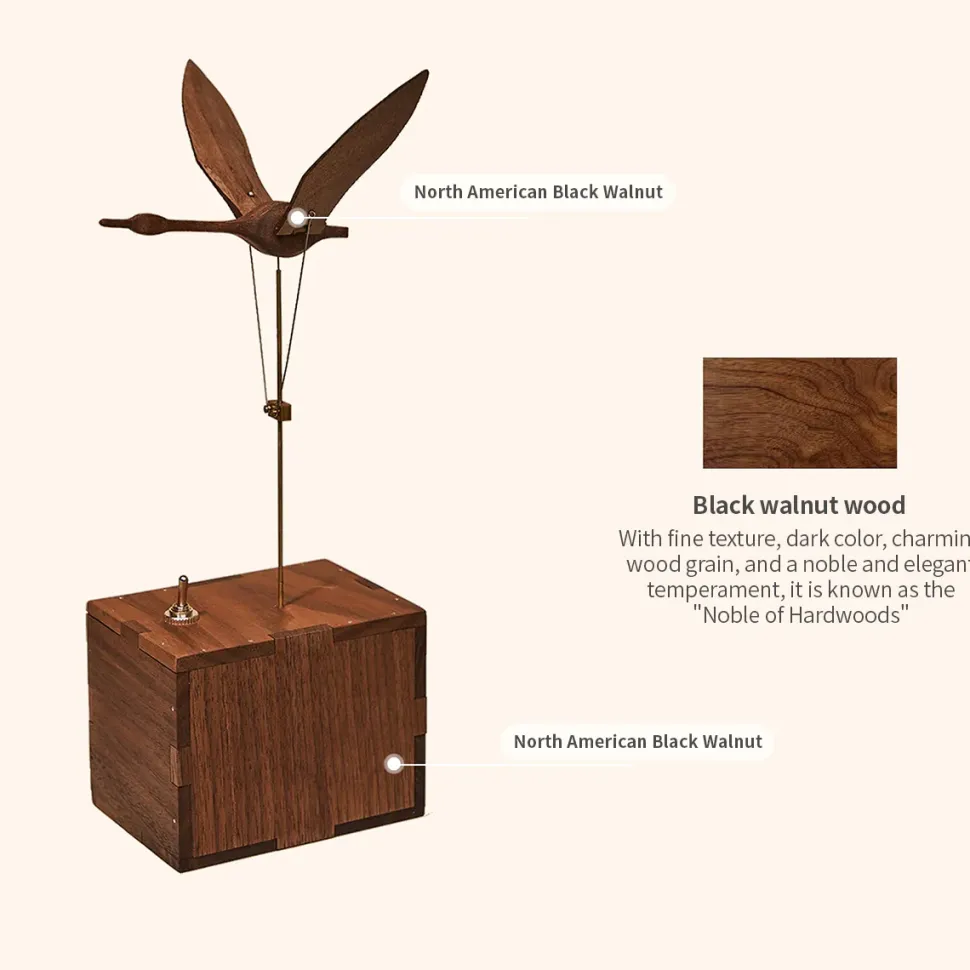 Wooden Flying Swan Music Box Dynamic Model
