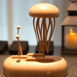 Wooden Jellyfish Bionic Ocean Creature Model – Dynamic Desktop Stress Relief Display