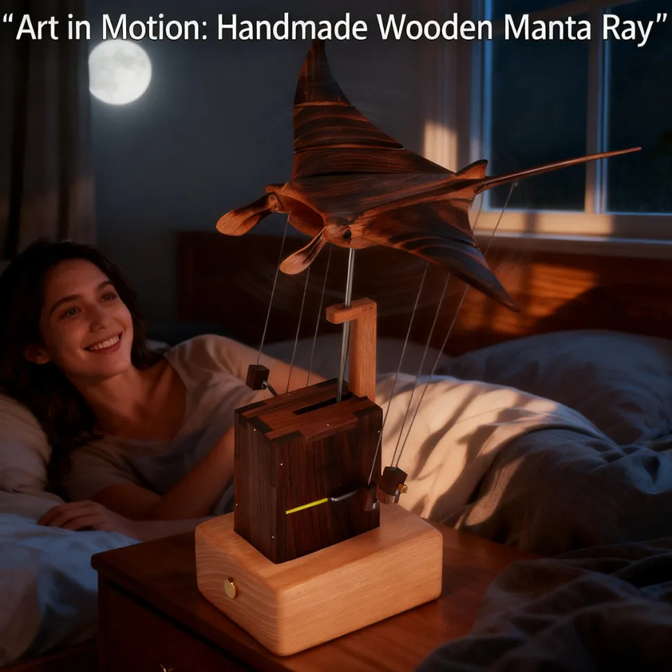 Wooden Manta Ray Bionic Marine Biological Dynamic Model