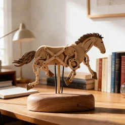 Wooden Qianli Horse Dynamic Model - Desktop Stress Relief Display (Non-Music Box)