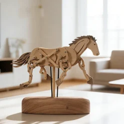 Wooden Qianli Horse Dynamic Model - Desktop Stress Relief Display (Non-Music Box)