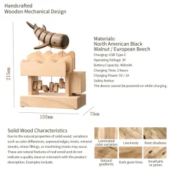Wooden Whale Dynamic Model - Desktop Stress Relief Display (Non-Music Box)