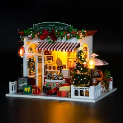 Wood Handcrafted Miniature Christmas Candy House Model Kit