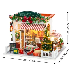 Wood Handcrafted Miniature Christmas Candy House Model Kit