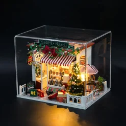 Wood Handcrafted Miniature Christmas Candy House Model Kit
