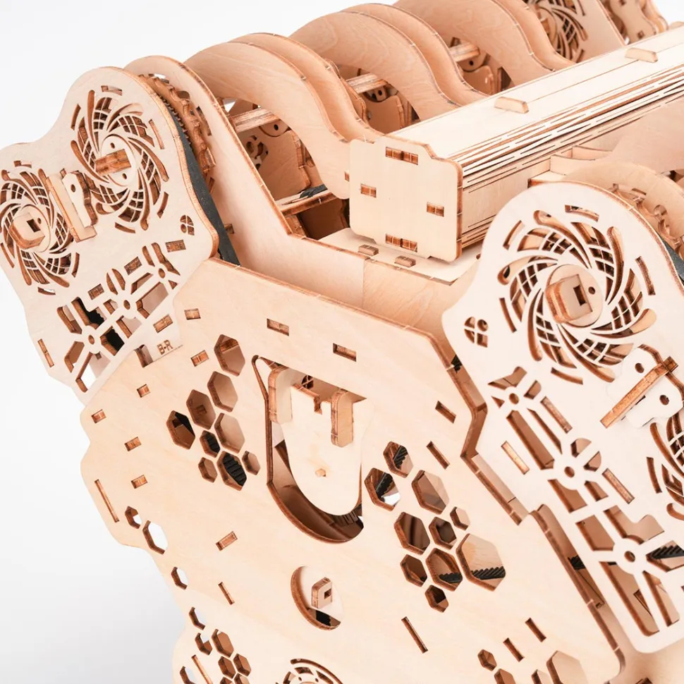 W12 Running Engine Model Kit 1400+ PCS Functional 3D Wooden Mechanical Car Engine