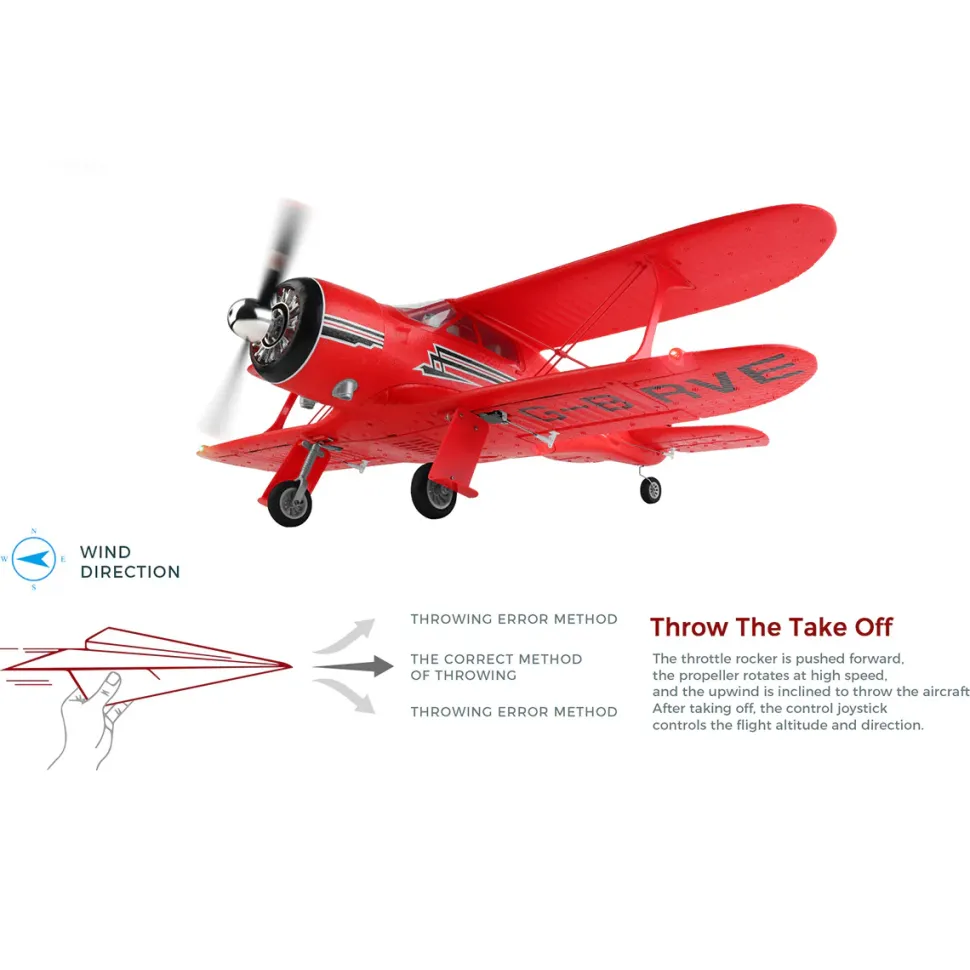 XK A300 Beech D17S Biplane 3D/6G 2.4G 4CH Brushless Scale RC Airplane Model, 550mm Wingspan EPP Fixed Wing Aircraft with Quick Release