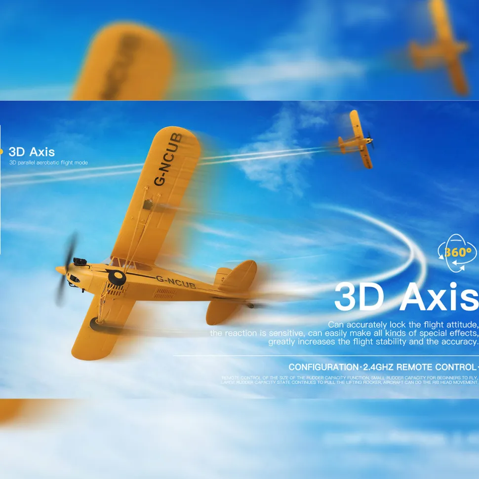 XK A160 J3 3D/6G 2.4G 5CH Brushless Scale RC Airplane Model, 650mm Wingspan EPP Fixed Wing Aircraft with Quick Release