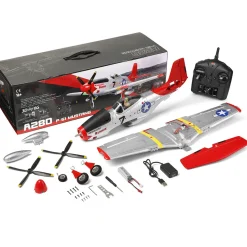XK A280 P-51 3D/6G 2.4G 4CH Brushless Scale RC Airplane Model, 560mm Wingspan EPP Fixed Wing Aircraft with Quick Release