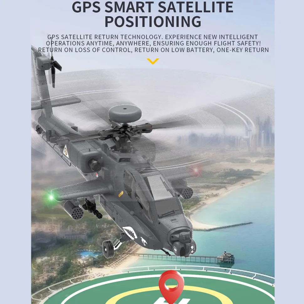 YU XIANG Apache GPS Helicopter F11-S AH64 1/32 Scale 2.4G 6CH RC Dual-Axis Co-Drive Flybarless 6G/3D Stunt