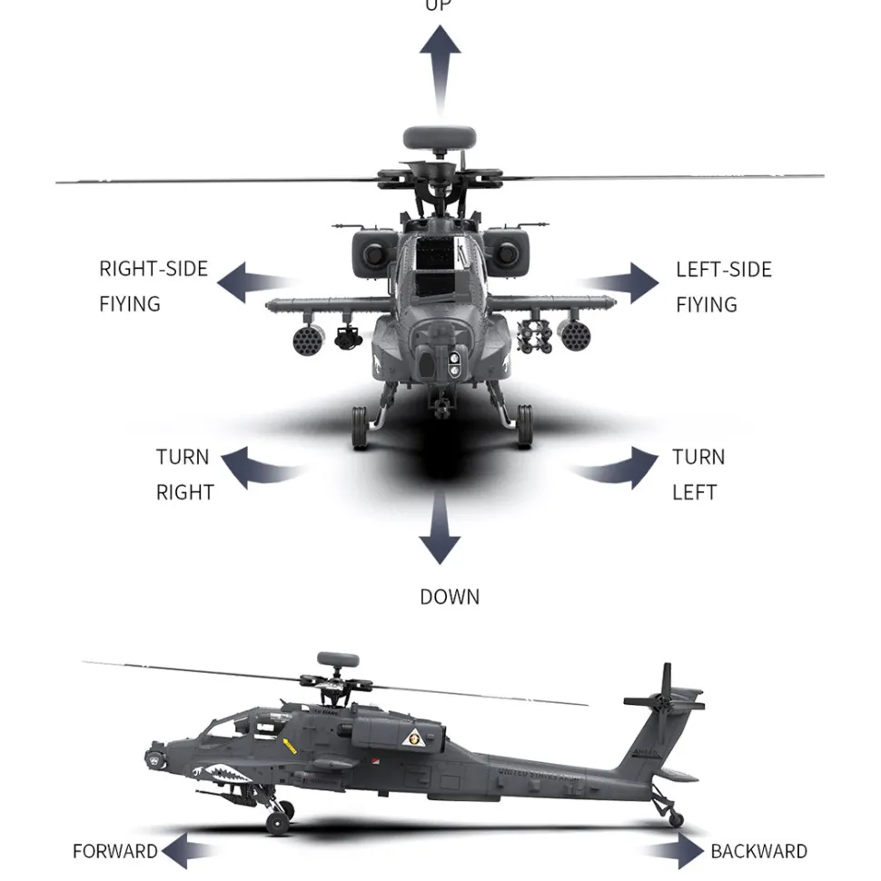 YU XIANG Apache GPS Helicopter F11-S AH64 1/32 Scale 2.4G 6CH RC Dual-Axis Co-Drive Flybarless 6G/3D Stunt