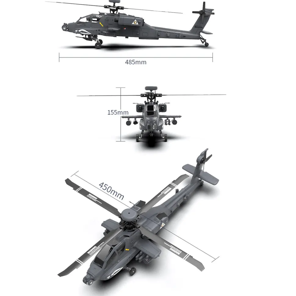 YU XIANG Apache GPS Helicopter F11-S AH64 1/32 Scale 2.4G 6CH RC Dual-Axis Co-Drive Flybarless 6G/3D Stunt