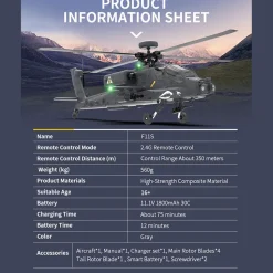 YU XIANG Apache GPS Helicopter F11-S AH64 1/32 Scale 2.4G 6CH RC Dual-Axis Co-Drive Flybarless 6G/3D Stunt