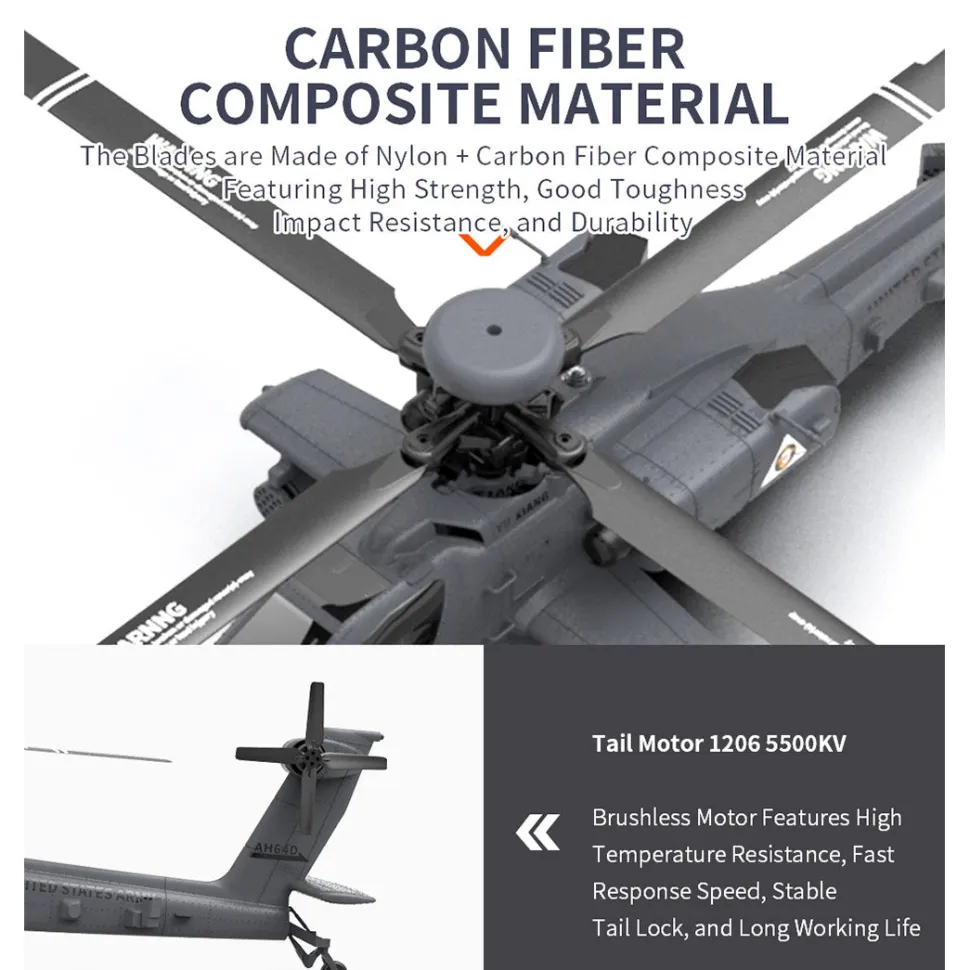YU XIANG Apache GPS Helicopter F11-S AH64 1/32 Scale 2.4G 6CH RC Dual-Axis Co-Drive Flybarless 6G/3D Stunt