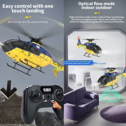 YU XIANG EC-135 RC Helicopter 1/36 2.4G 6CH Direct Drive Brushless Airplane Model with Cool lighting(RTF Version/Mode 1)