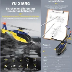 YU XIANG EC-135 RC Helicopter 1/36 2.4G 6CH Direct Drive Brushless Airplane Model with Cool lighting(RTF Version/Mode 1)