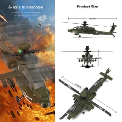 YU XIANG F11 AH64 1/32 Scale 2.4G 6CH BNF Version Helicopter Model