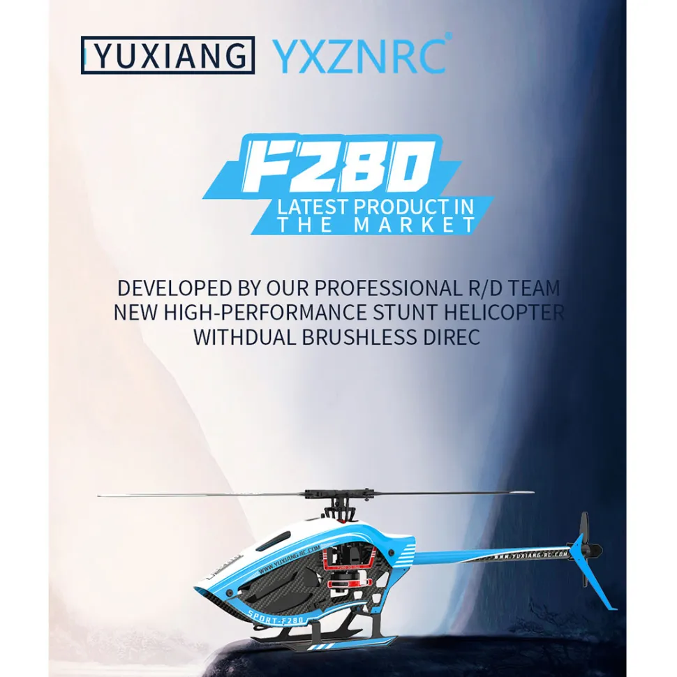 YU XIANG F280 2.4G 6CH RC Brushless Direct Drive 3D/6G Stunt Helicopter RTF Model