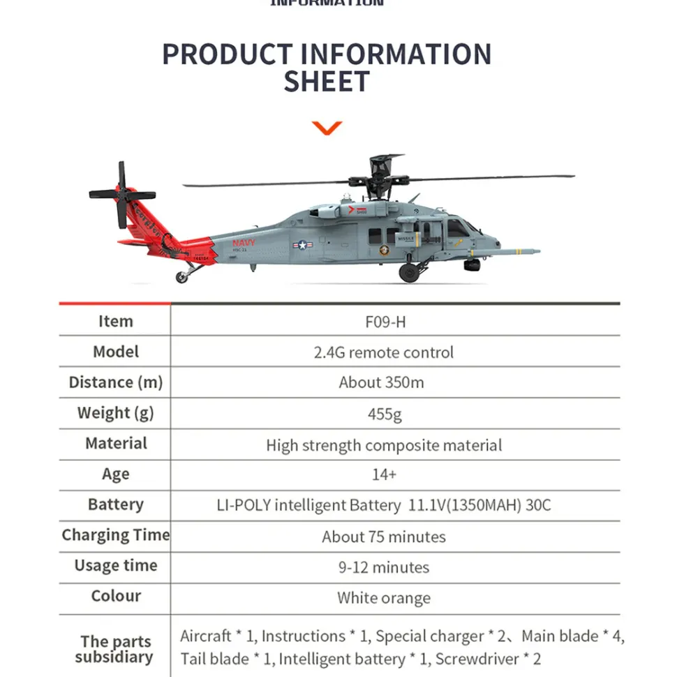 YU XIANG F09-H SH60 Seahawk 8CH RC Helicopter 1/47 Scale 2.4G Dual Brushless DD 6G/3D Stunt Copter Model