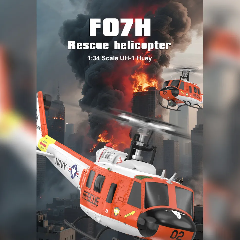 YU XIANG F07H UH-1 Huey RC Helicopter 1/34 Scale 8CH Brushless Flybarless GPS RTF with Altitude Hold & One-Key Figure 8 Flight