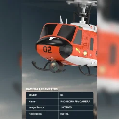 YU XIANG F07H UH-1 Huey RC Helicopter 1/34 Scale 8CH Brushless Flybarless GPS RTF with Altitude Hold & One-Key Figure 8 Flight