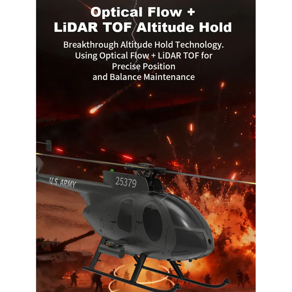 YU XIANG F119S MD500 1/16 Scale 250-Class RC Little Bird Helicopter – Flybarless 2.4G 9CH RTF Model with 6G/3D Flight Modes