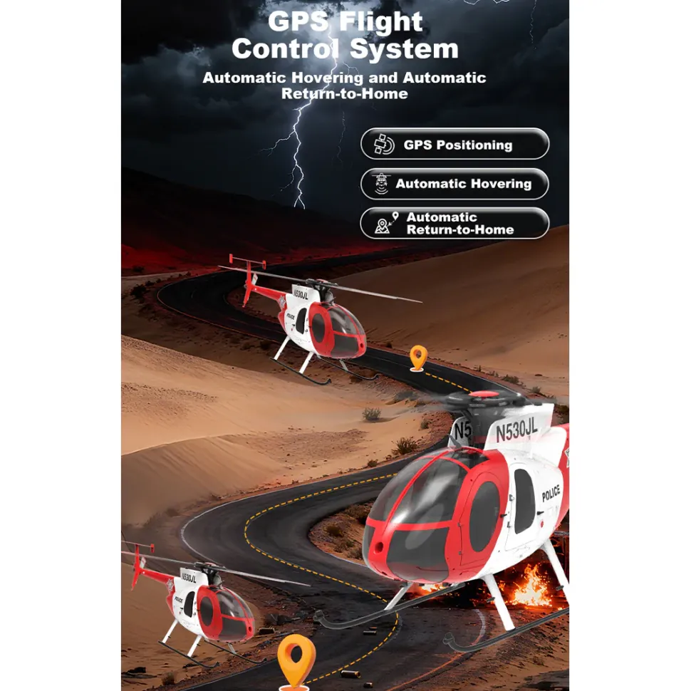 YU XIANG F119S MD500 1/16 Scale 250-Class RC Little Bird Helicopter – Flybarless 2.4G 9CH RTF Model with 6G/3D Flight Modes