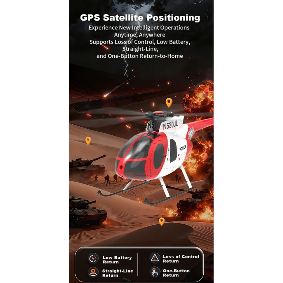 YU XIANG F119S MD500 1/16 Scale 250-Class RC Little Bird Helicopter – Flybarless 2.4G 9CH RTF Model with 6G/3D Flight Modes